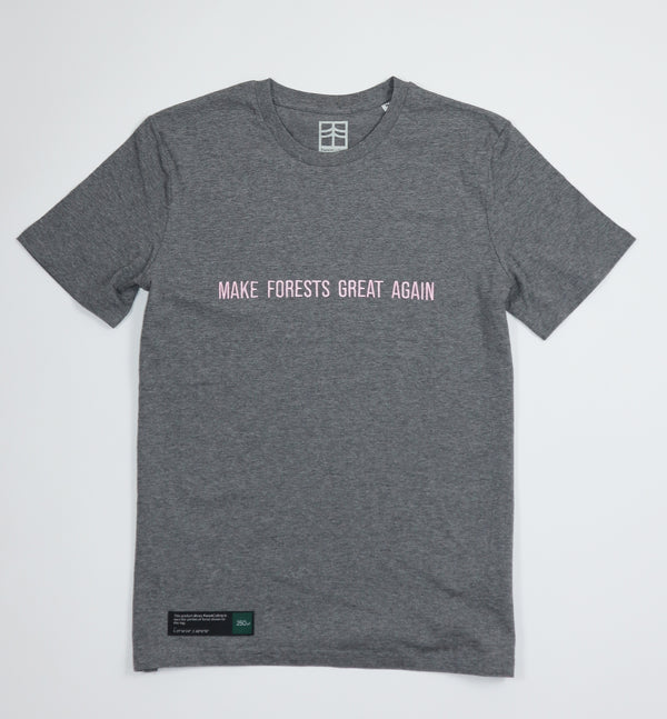 T-Shirt Gris Bio brodé MFGA  | 100 à 400m² de forêt sauvés