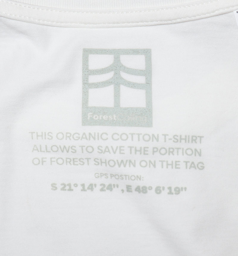 T-Shirt Brodé blanc Coton Bio  | 100 à 400m² de forêt sauvés