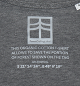 T-Shirt Brodé Gris Bio | 100 à 400m² de forêt sauvés